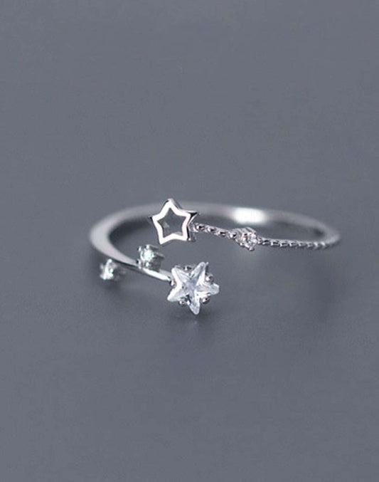 Sortija de dama de plata 925 con detalle de estrella ajustable