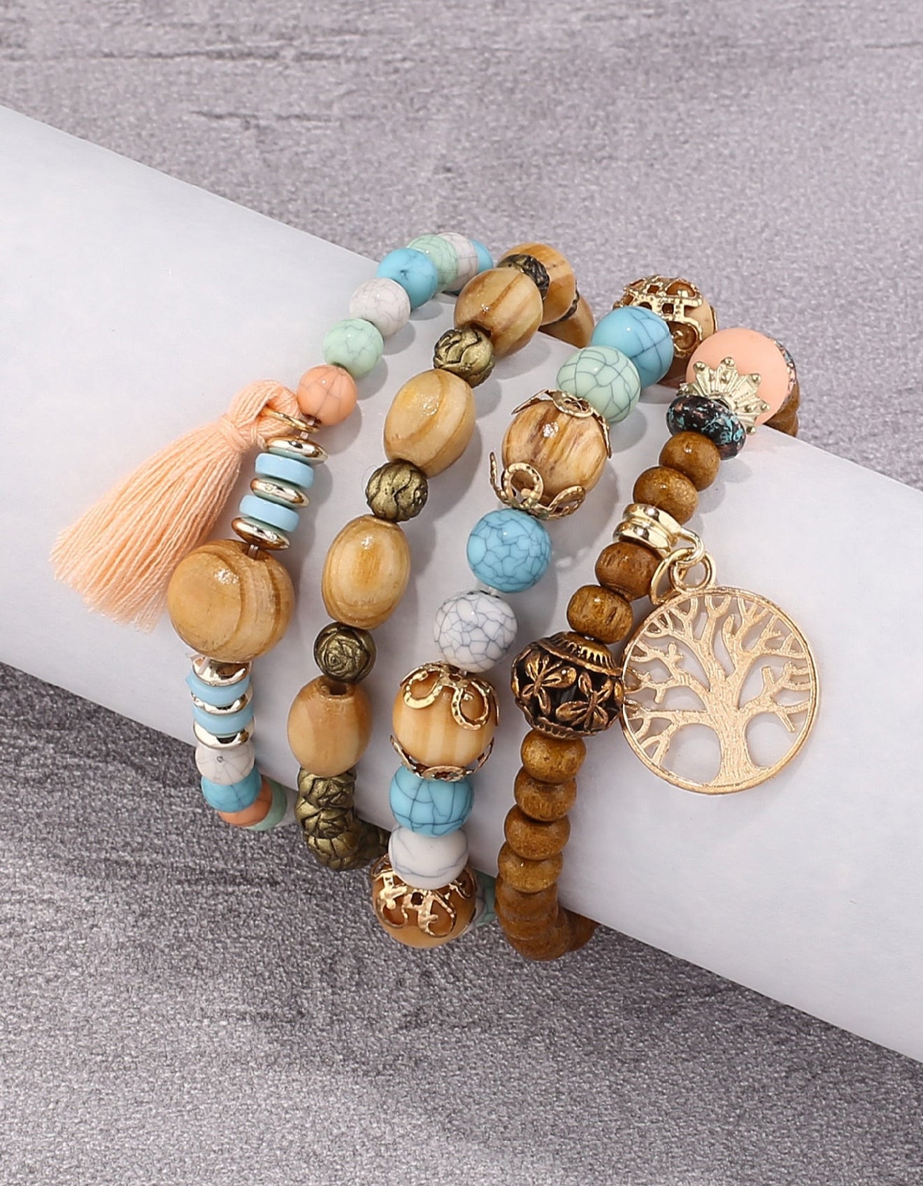 MIA - Set de Pulseras con cuentas y  árbol de la vida