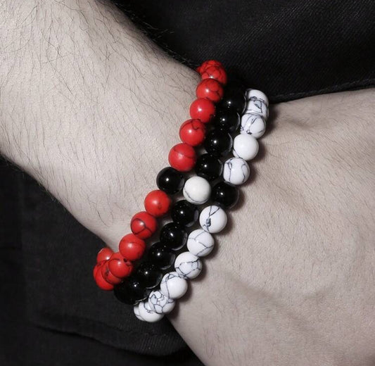 Pulsera 3 piezas con cuenta de hombres