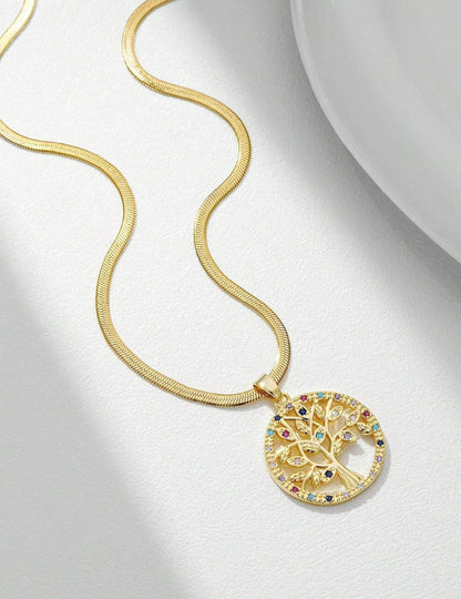 Mia Collar Árbol de la Vida Baño de Oro 18k