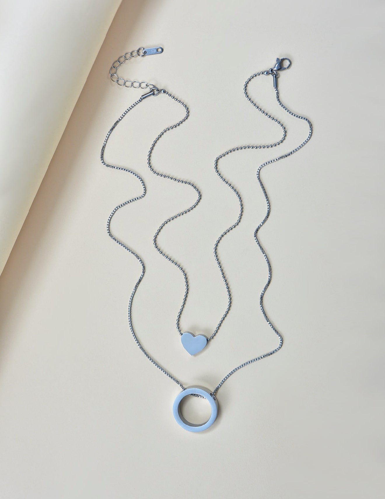 Mia Collar de Corazón y aro en Acero Inoxidable Plateado