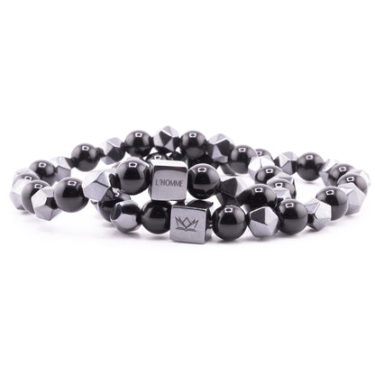 Pulsera Signature Diamond Onix y Hematita