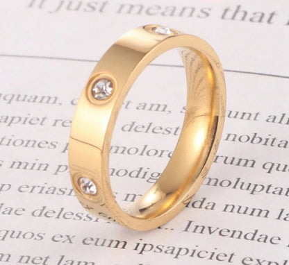 Sortija de dama en acero inoxidable con piedra de circonio