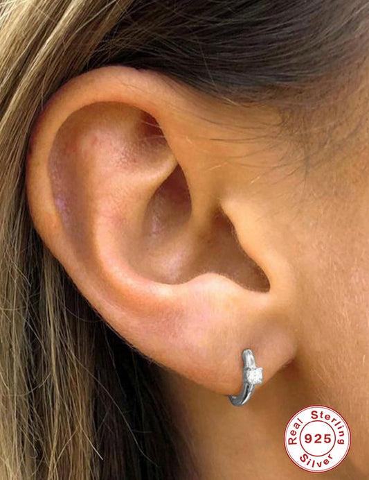 MIA - Pendientes de aro en Plata con Circonia