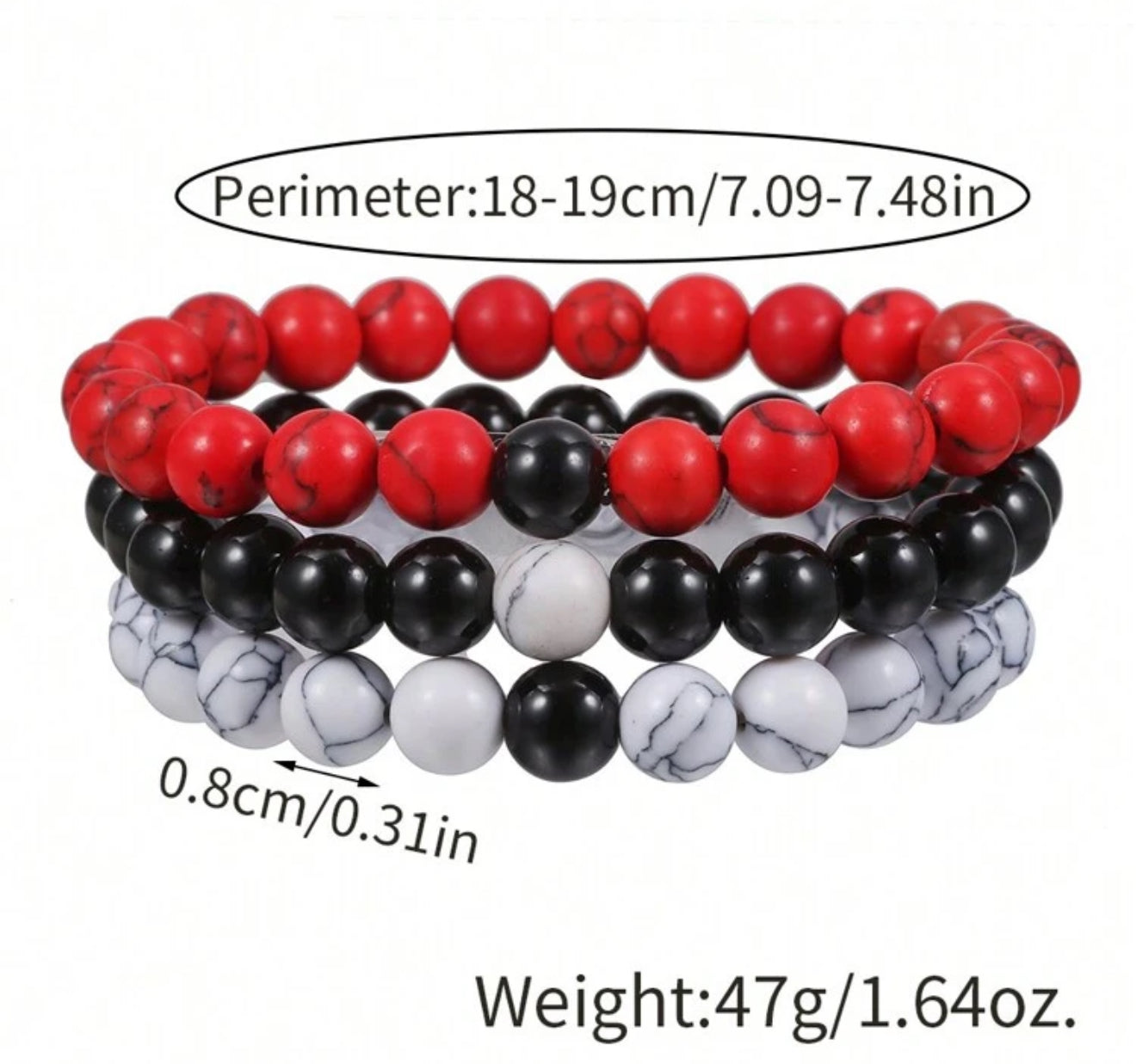 Pulsera 3 piezas con cuenta de hombres