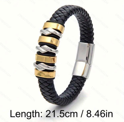 Pulsera negra con cierre reforzado y detalles Dorados