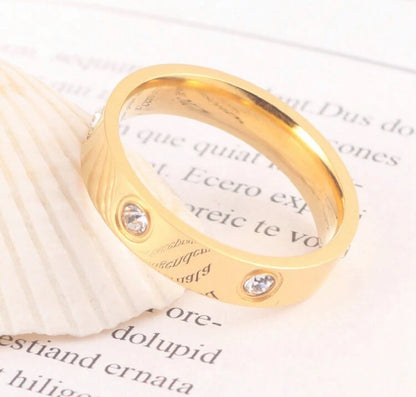 Sortija de dama en acero inoxidable con piedra de circonio