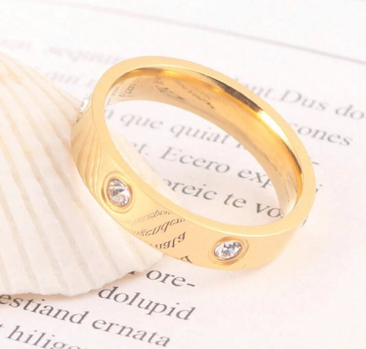 Sortija de dama en acero inoxidable con piedra de circonio