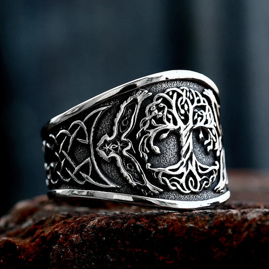 Anillo Vikingo Árbol de la Vida Plateado