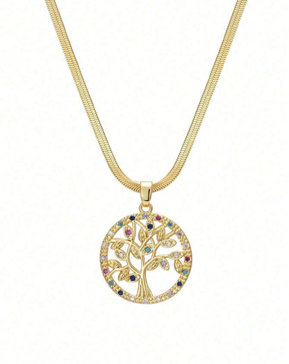 Mia Collar Árbol de la Vida Baño de Oro 18k