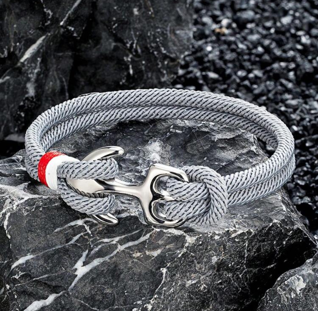 Pulsera con diseño de ancla Gris