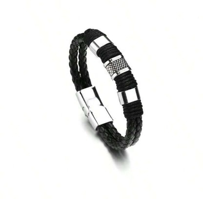 Pulsera trenzada poliuretano negra PU