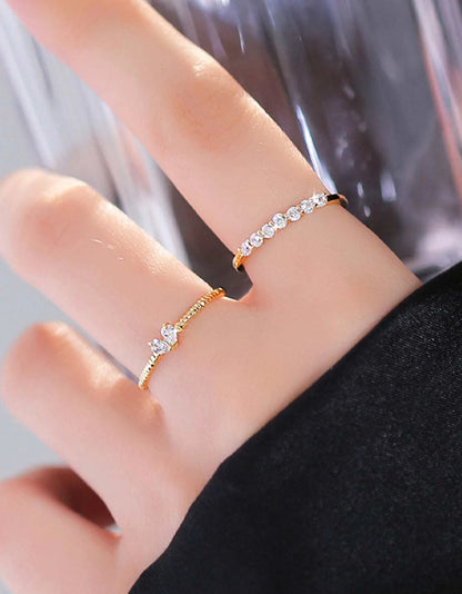 Sortijas de dama dorados con circonio en acero inoxidable ajustable