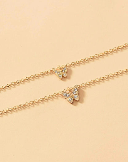 Mia Collar doble Dorado con dijes de mariposa