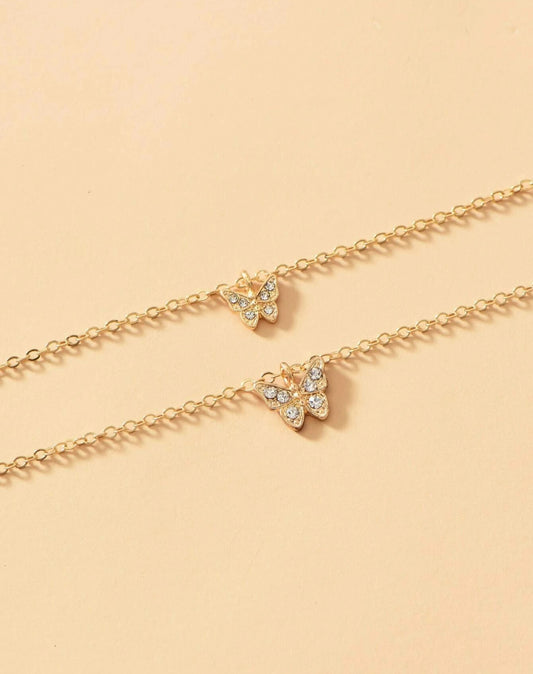 Mia Collar doble Dorado con dijes de mariposa