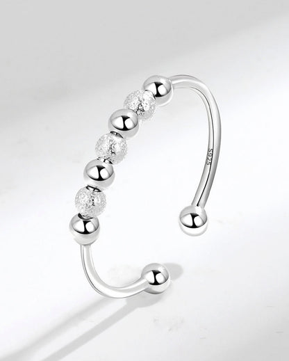 Sortija de dama ajustable de cuentas en Plata de ley 925