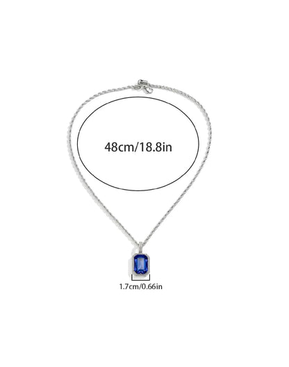 Mia Collar plateado con dije de piedra azul en acero inoxidable