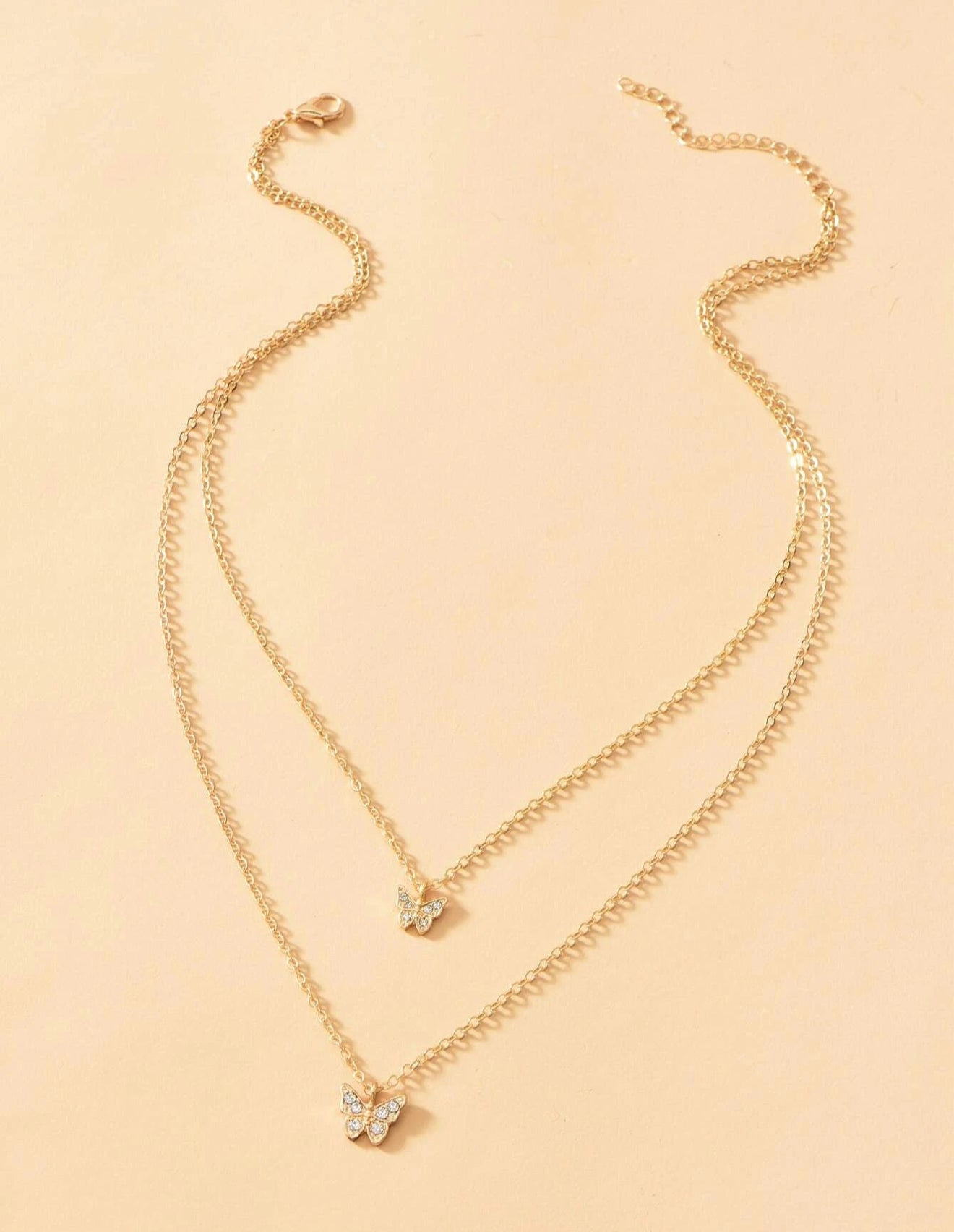 Mia Collar doble Dorado con dijes de mariposa