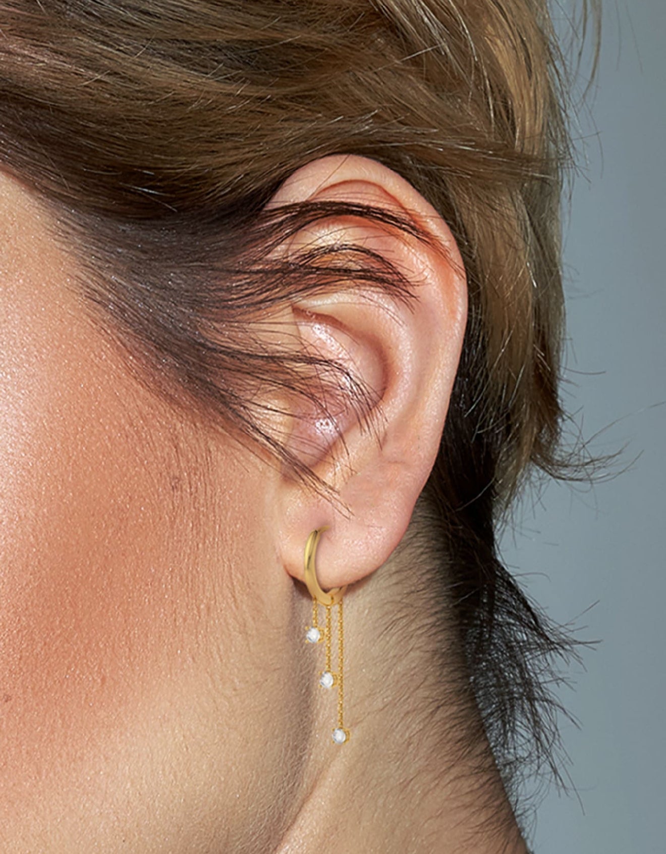 MIA - Pendientes largos en Plata 925 con baño de Oro de 14kl