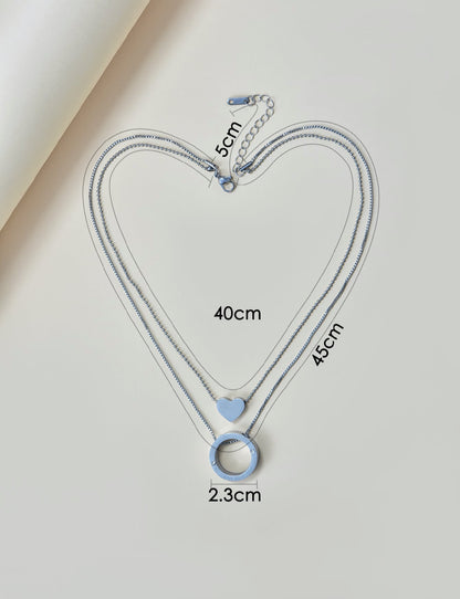 Mia Collar de Corazón y aro en Acero Inoxidable Plateado