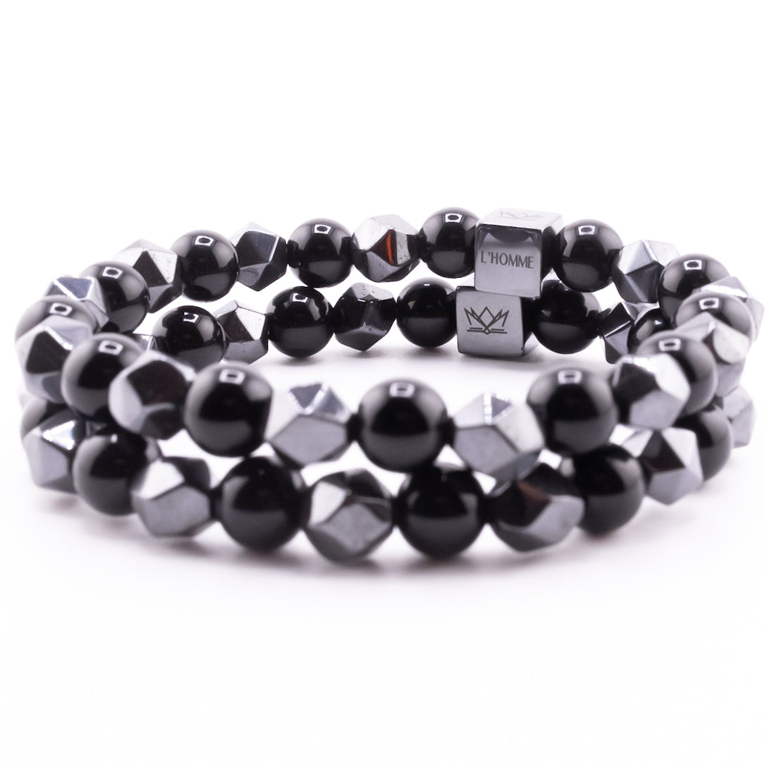 Pulsera Signature Diamond Onix y Hematita