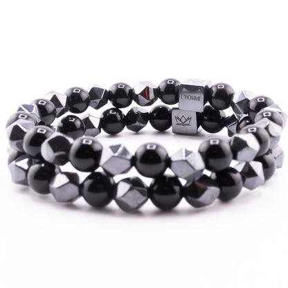 Pulsera Signature Diamond Onix y Hematita