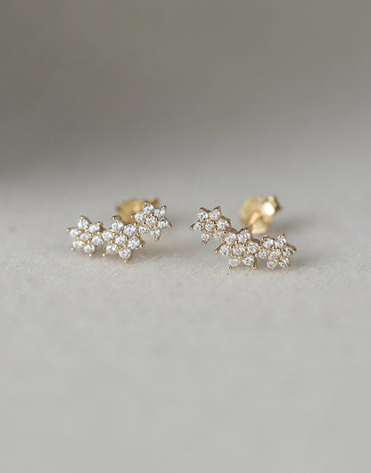 MIA - Pendientes de Plata con baño de Oro de 14kl  y Circonia cúbica