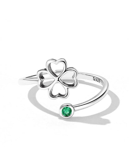 Sortija de dama ajustable en plata 925 con detalle de hojas Leila