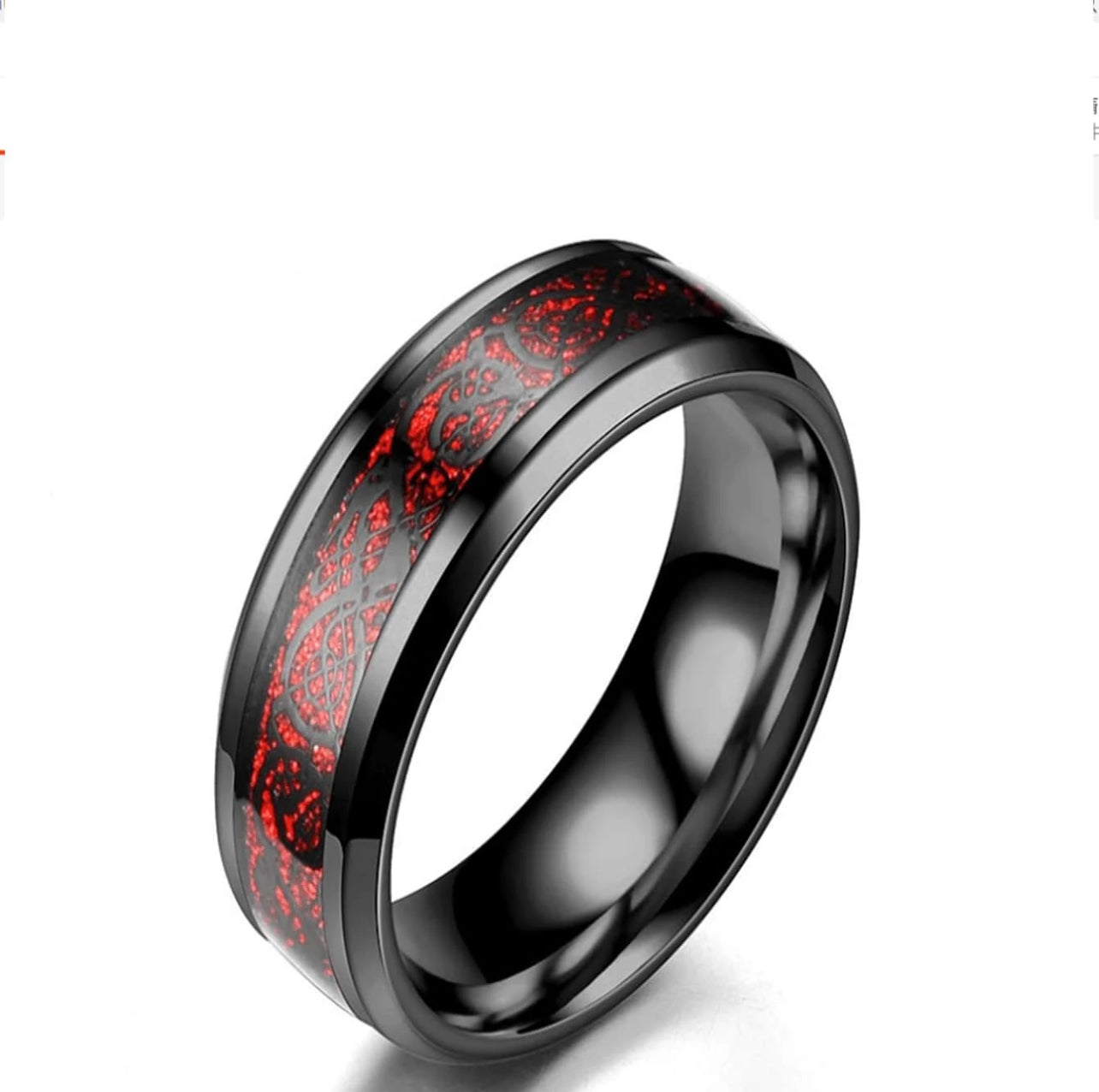 Anillo negro con rojo con negro