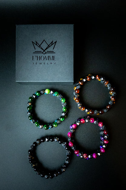 Pulsera Signature Diamond Onix y Hematita