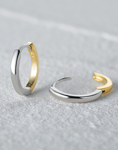 MIA - Pendientes de aro de dos tonos en Plata de Ley 925