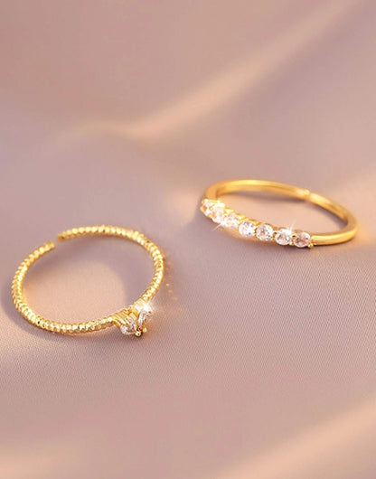 Sortijas de dama dorados con circonio en acero inoxidable ajustable