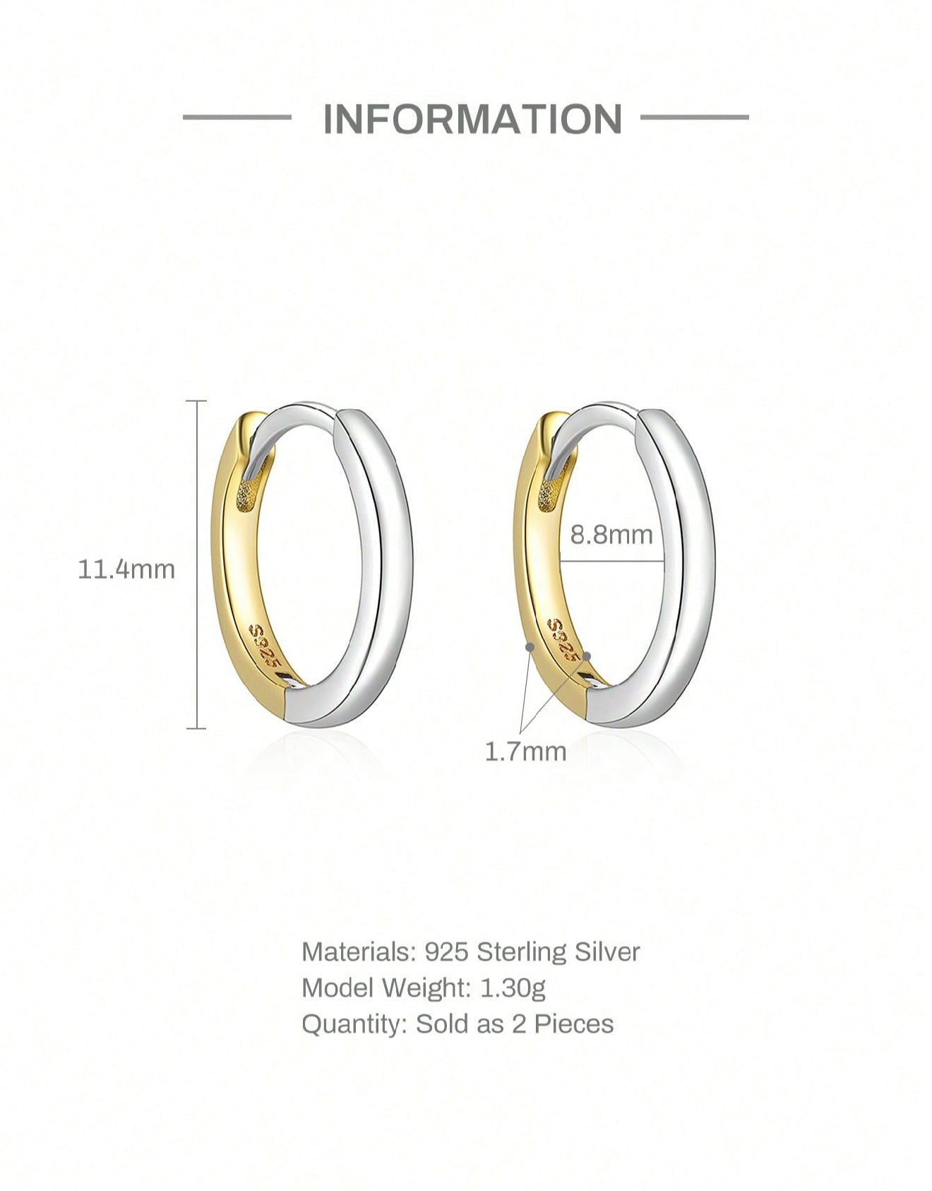 MIA - Pendientes de aro de dos tonos en Plata de Ley 925