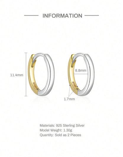 MIA - Pendientes de aro de dos tonos en Plata de Ley 925