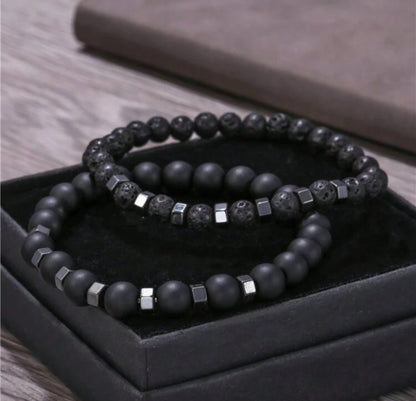 Pulsera 2 Piezas con Piedras Negro