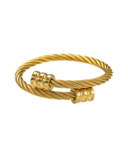 Pulsera tipo cuff dorado en acero inoxidable