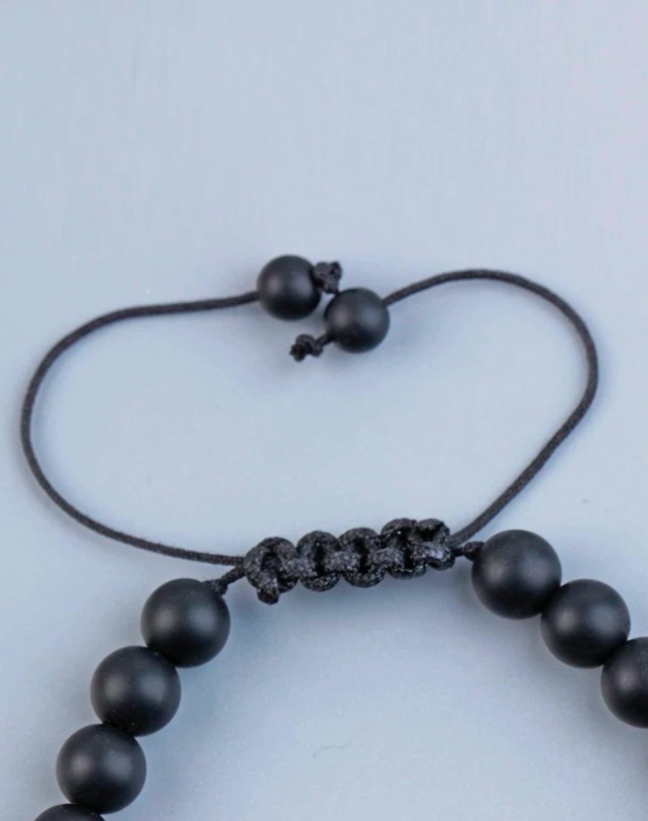 Signature Single Matte Onyx, Black Obsidian and Zirconia Adjustable Bracelet