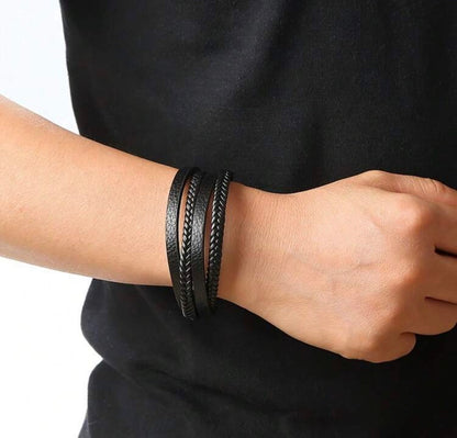 Pulsera Negro trenzado doble