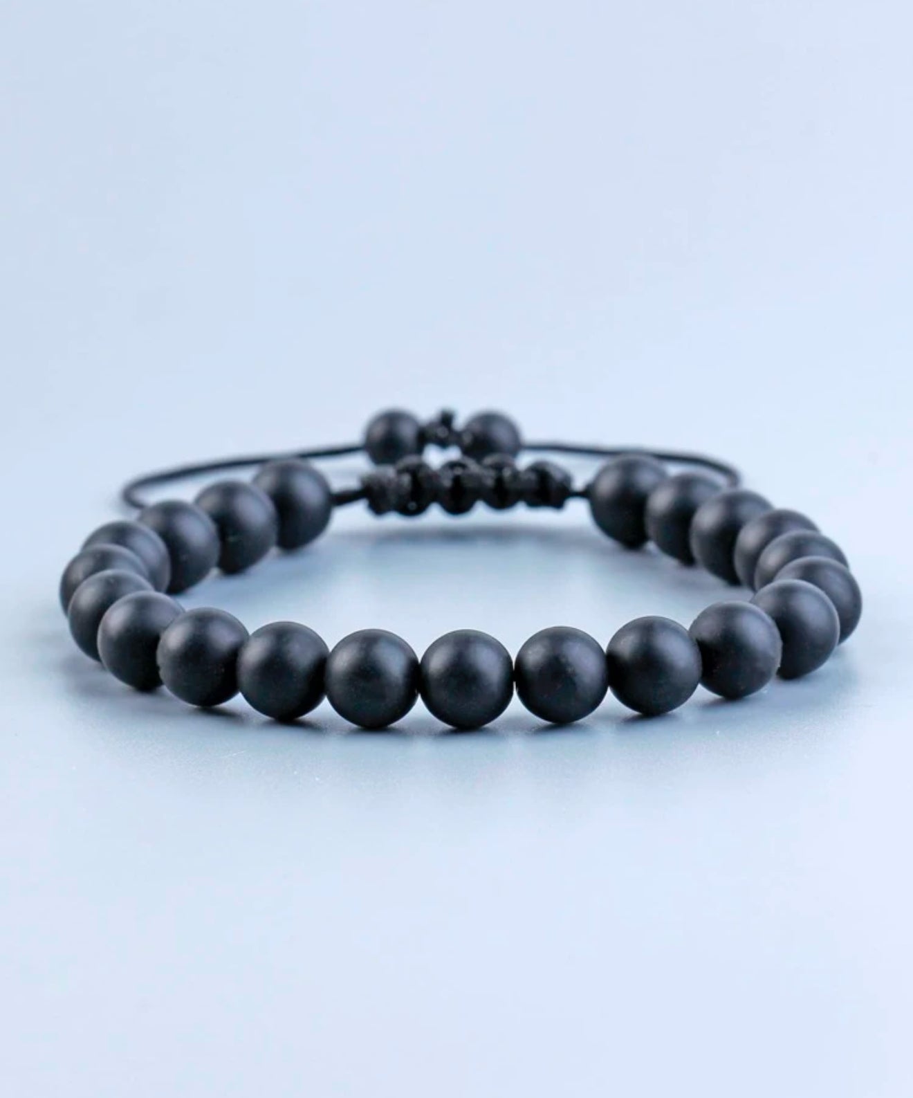 Signature Single Matte Onyx, Black Obsidian and Zirconia Adjustable Bracelet