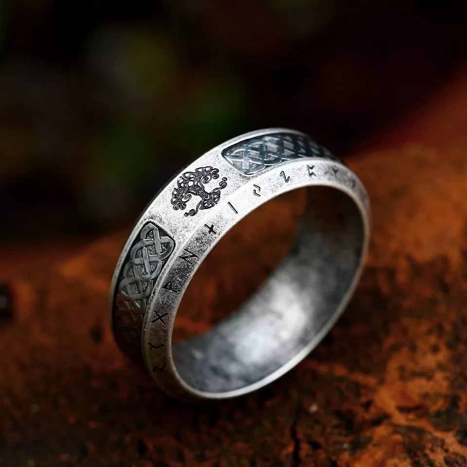 Anillo Vikingo Árbol de la Vida Plateado