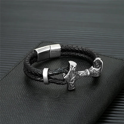 Pulsera Vikingo Mjolnir Thor Silver con Cierre Magnetico