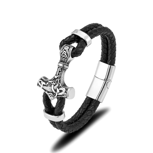 Pulsera Vikingo Mjolnir Thor Silver con Cierre Magnetico