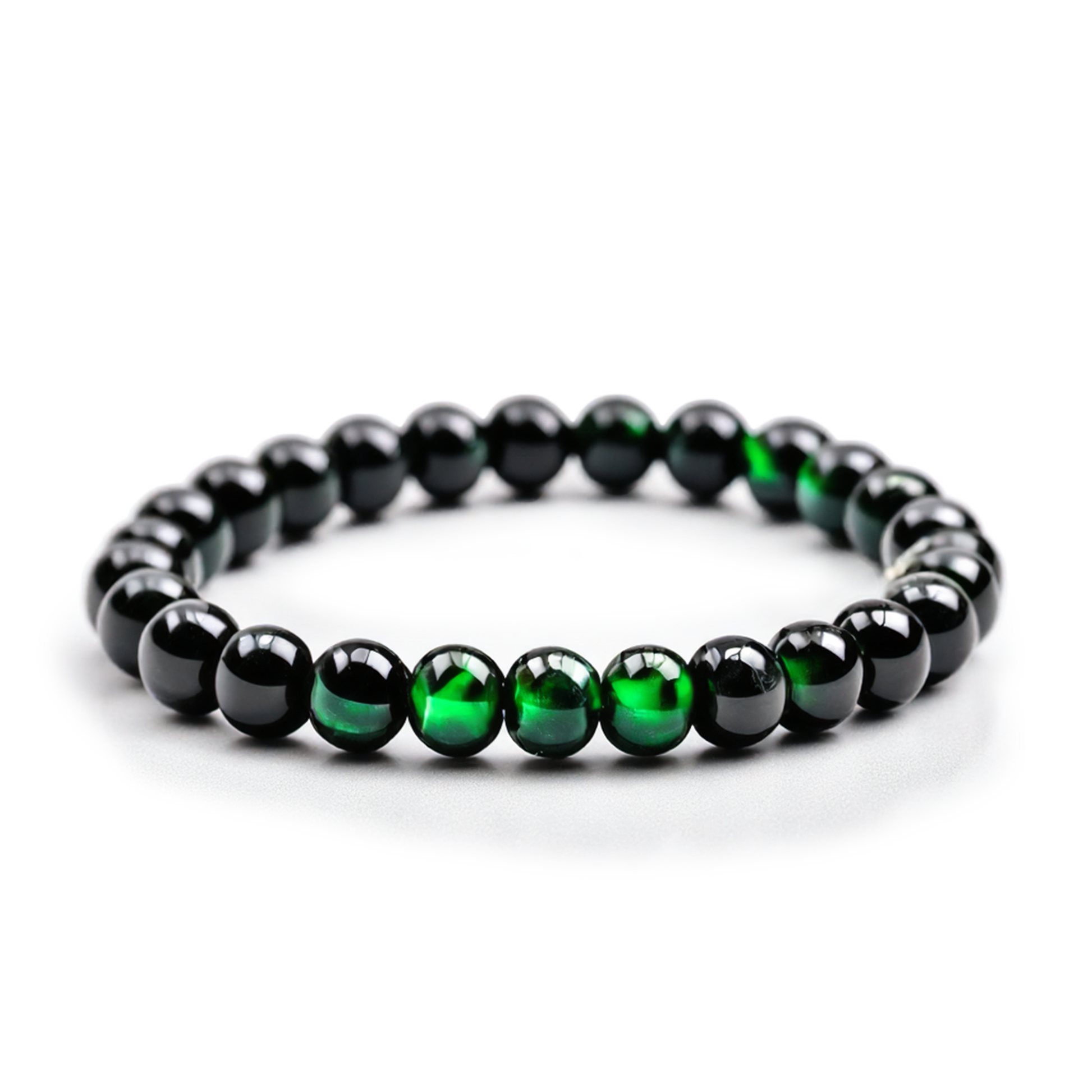 Men's GREEN TIGER EYE, MATTE ONYX Flat bead Bracelet - One Size Fits A – GT  collection