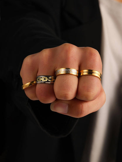 Set of golden stainless steel rings 4 pieces