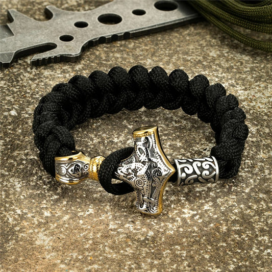 Pulsera Vikingo Mjolnir Thor Trenzada