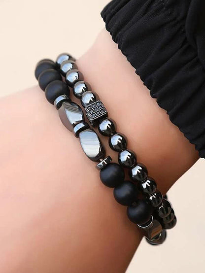 Pulsera 2 Piezas con Piedras Negro