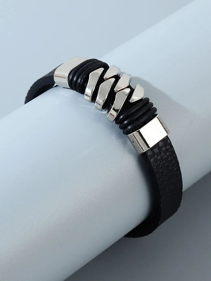 A Black Bracelet with Steel Detail