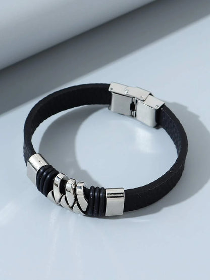 A Black Bracelet with Steel Detail