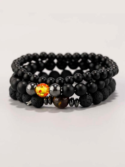 3 piece bracelet with men's bead