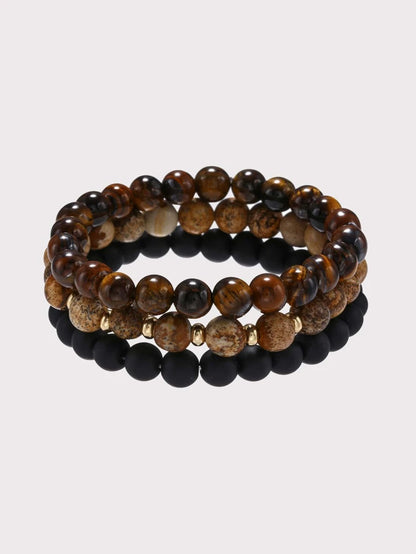 3 piece bracelet with men's bead